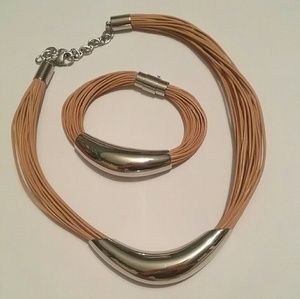 🍂multi-strand silver choker and bracelet set🍂